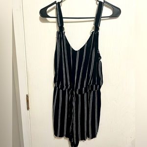 Black and white striped romper